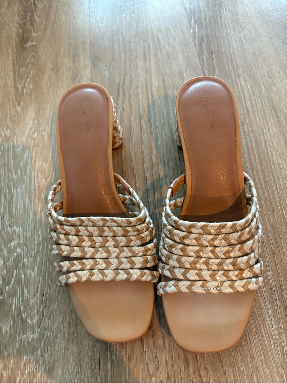 Universal Thread Braided Slide Mules in Tan and Cream